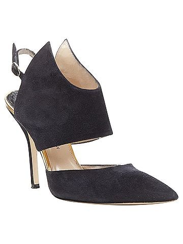 Paul Andrew Paul Andrew black suede pointed winged dorsay pump (view 2)