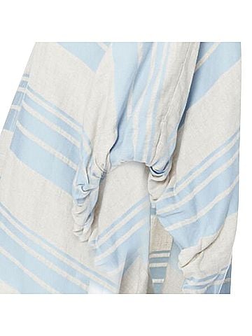 Lee Mathews Lee Matthews striped linen drawstring poncho top (view 2)