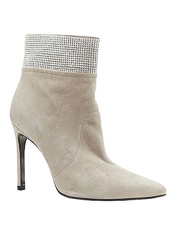 Stuart Weitzman Stuart Weitzman Highbeams grey fossil suede crystal embellished bootie EU38.5 (view 2)