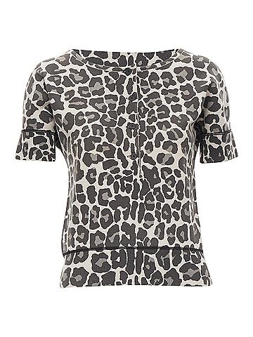 Bottega Veneta Bottega Veneta leopard print cotton blend half button top (view 1)
