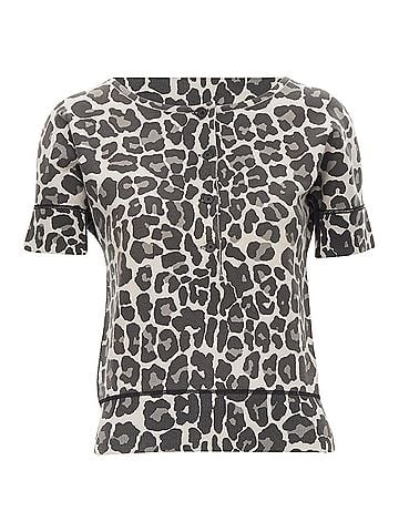 Bottega Veneta Bottega Veneta leopard print cotton blend half button top (view 2)