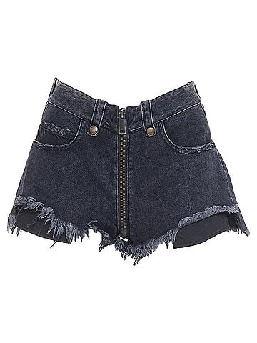 Unravel Project UNRAVEL PROJECT grey cotton ziparound cut off wide flared shorts 25" (view 1)