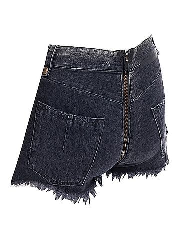 Unravel Project UNRAVEL PROJECT grey cotton ziparound cut off wide flared shorts 25" (view 2)