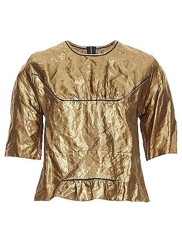 MARNI MARNI 2010 metallic gold coated black piped boxy half sleeved cropped top IT40 S (view 1)