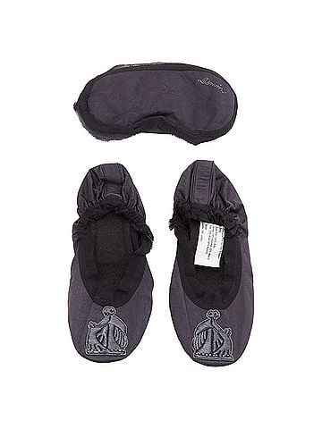Lanvin Lanvin black 100% silk satin logo embroidery sleeping flats mask set EU37 (view 1)