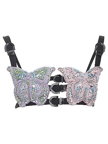 Versace rare VERSACE Dua Lipa 2023 Vacanza Runway crystal butterfly bondage bra IT36 XXS (view 1)