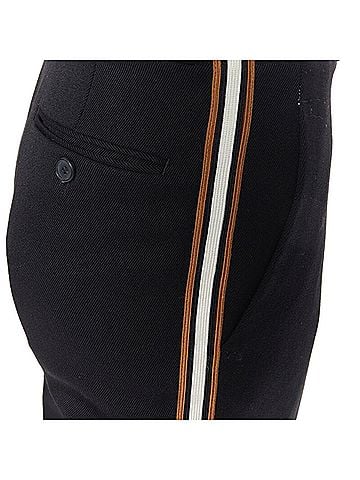 Calvin Klein CALVIN KLEIN Raf Simons 2018 black white gold trim straight leg trousers US0 XXS (view 2)