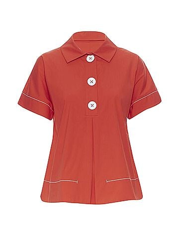 Piazza Sempione Piazza Sempione cotton blend overstitch babydoll blouse top (view 1)