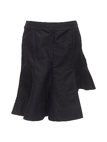 MARNI MARNI black cotton linen asymmetric step hem pleated flared skirt IT42 S (view 1)