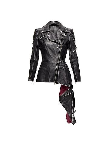 Alexander McQueen Alexander Mcqueen Leather Zip Asymmetric Hem Biker Jacket (view 1)
