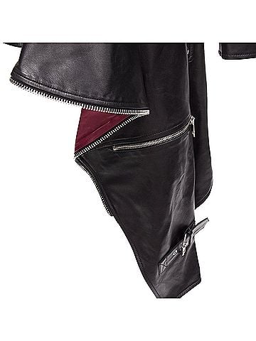 Alexander McQueen Alexander Mcqueen Leather Zip Asymmetric Hem Biker Jacket (view 2)