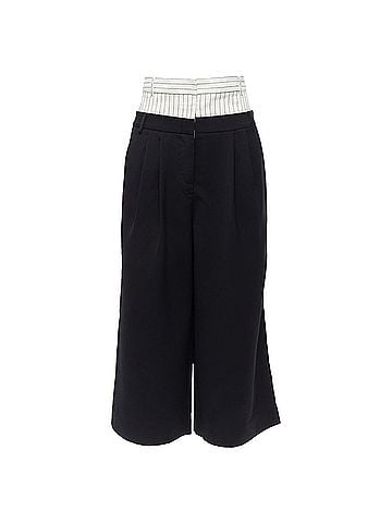 Tibi TIBI black white tiered pinstripe double layered waist wide leg pants US0 XS (view 1)
