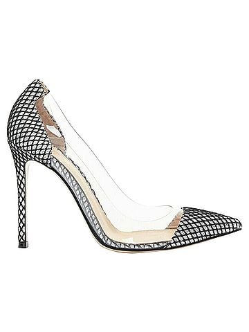 Gianvito Rossi Gianvito Rossi Plexi 100 silver glitter black mesh Pvc point toe pump EU37 (view 1)