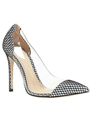 Gianvito Rossi Gianvito Rossi Plexi 100 silver glitter black mesh Pvc point toe pump EU37 (view 2)
