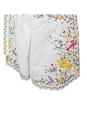 Zimmermann ZIMMERMANN Carnaby white linen cotton phoenix embroidery scallop shorts US2 S2 (view 2)
