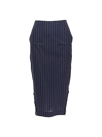 Victoria Beckham VICTORIA BECKHAM 100% wool navy pinstriped 2-way zip pencil skirt UK6 XS (view 1)