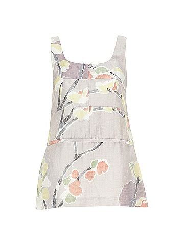 MARNI MARNI light grey ramie blend muted floral print panelled scoop neck top IT38 XS (view 1)