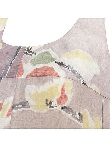 MARNI MARNI light grey ramie blend muted floral print panelled scoop neck top IT38 XS (view 2)