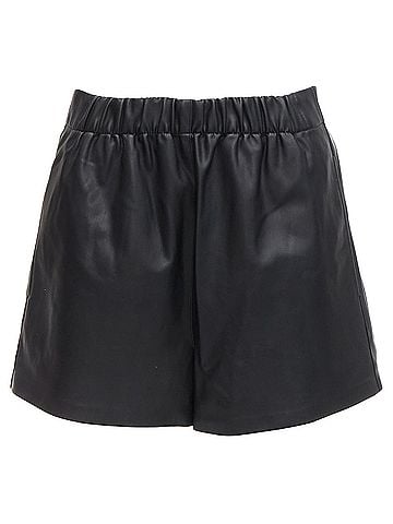 Tibi TIBI black vegan leather elasticated waist pocketed mini shorts XS (view 1)