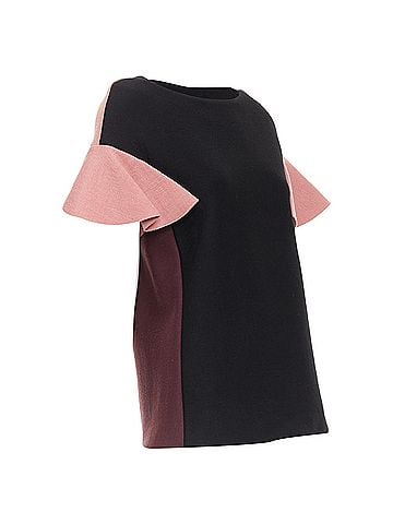 MARNI MARNI black pink wool cotton blend ruffle sleeve tunic top IT40 S (view 1)