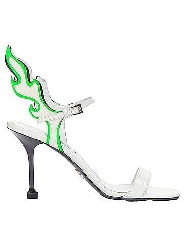Prada Prada Hot Flame Acid Fire white green patent leather mid heel sandal EU36.5 (view 1)
