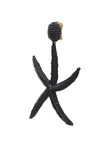 Oscar De La Renta Oscar DE LA Renta black Large Starfish bead embellished clip on earrings (view 1)
