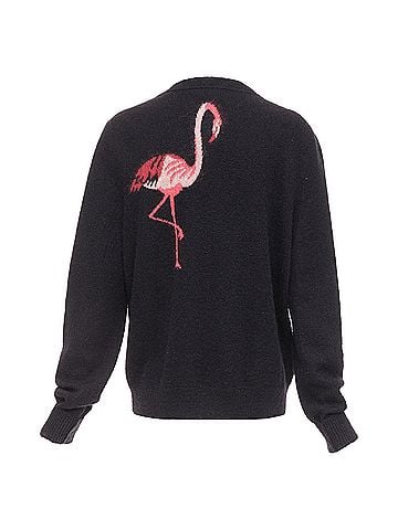 Saint Laurent SAINT LAURENT Hedi Slimane black mohair blend flamingo intarsia cardigan M (view 1)