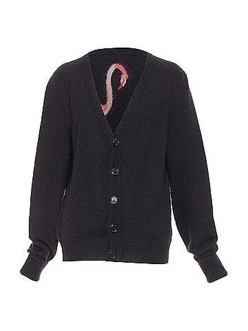 Saint Laurent SAINT LAURENT Hedi Slimane black mohair blend flamingo intarsia cardigan M (view 2)