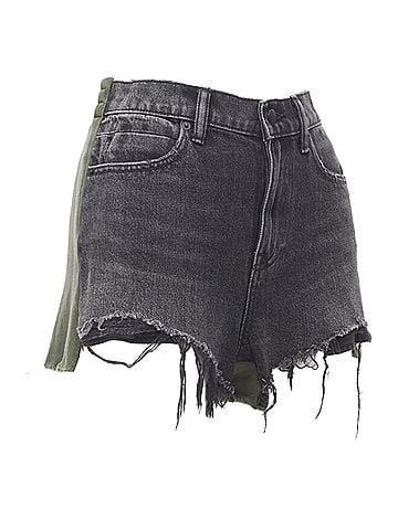 Alexander Wang ALEXANDER WANG Bite Clash High Rise black denim green sweats cut off shorts 24" (view 1)