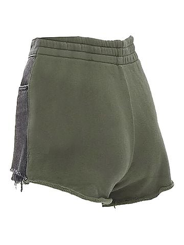 Alexander Wang ALEXANDER WANG Bite Clash High Rise black denim green sweats cut off shorts 24" (view 2)