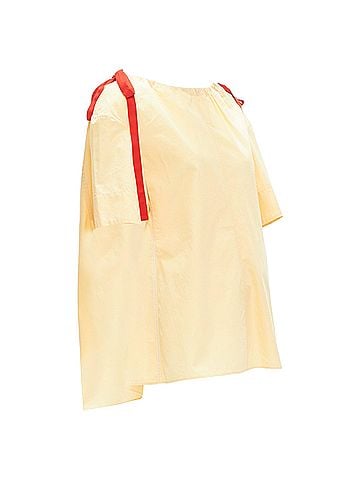 MARNI MARNI yellow 100% cotton red drawstring collar trapeze flared top IT36 XXS (view 1)