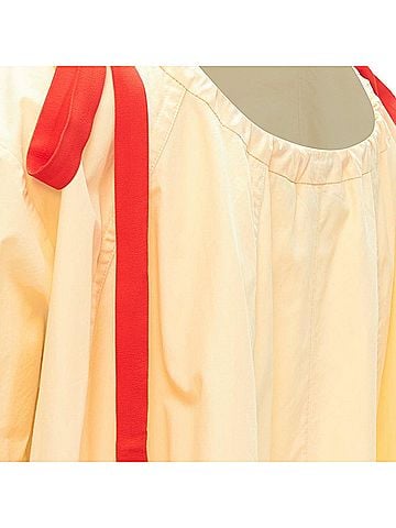 MARNI MARNI yellow 100% cotton red drawstring collar trapeze flared top IT36 XXS (view 2)