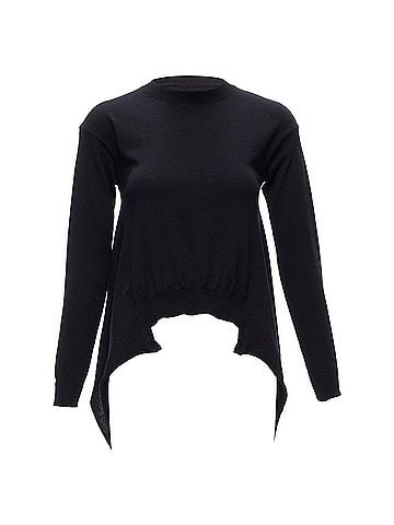 MARNI MARNI black 100% wool asymmetric high low hem crew neck sweater FR38 M (view 1)