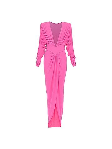 Alexandre Vauthier ALEXANDRE VAUTHIER pink viscose Power shoulder plunge drape dress FE36 (view 1)