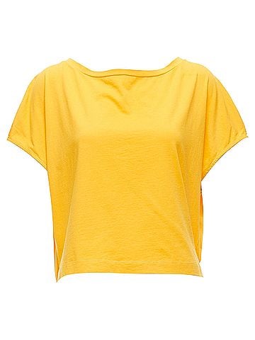 MARNI MARNI mango yellow cotton blue trim ruched sides cap sleeve t-shirt top IT38 XS (view 1)