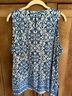 Chaus Floral Blue White Sleeveless Blouse Size XL - photo 6