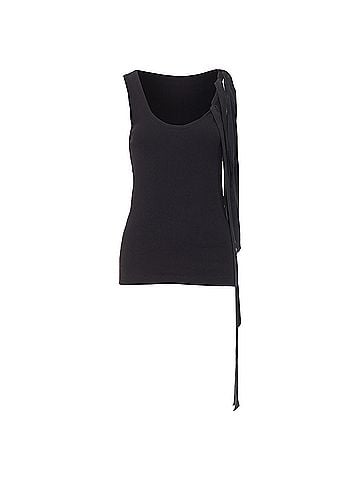 Dries Van Noten DRIES VAN NOTEN 2020 black ribbed cotton long ribbon shoulder tank top M (view 1)