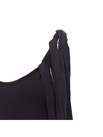 Dries Van Noten DRIES VAN NOTEN 2020 black ribbed cotton long ribbon shoulder tank top M (view 2)