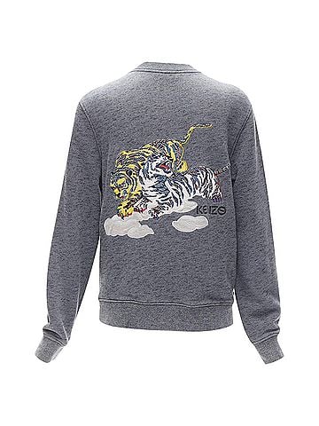 Kenzo KENZO yellow oriental Tiger embroidery back grey cotton bomber jacket M (view 1)
