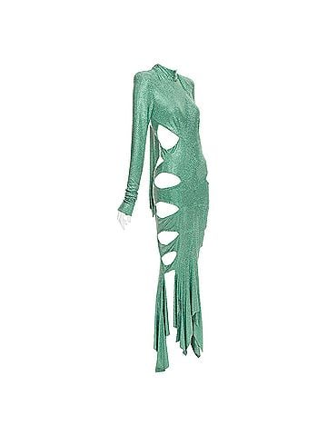 Alexandre Vauthier rare ALEXANDRE VAUTHIER COUTURE SS2020 Runway green strass crystal  cut out gown (view 1)