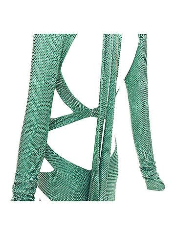 Alexandre Vauthier rare ALEXANDRE VAUTHIER COUTURE SS2020 Runway green strass crystal  cut out gown (view 2)
