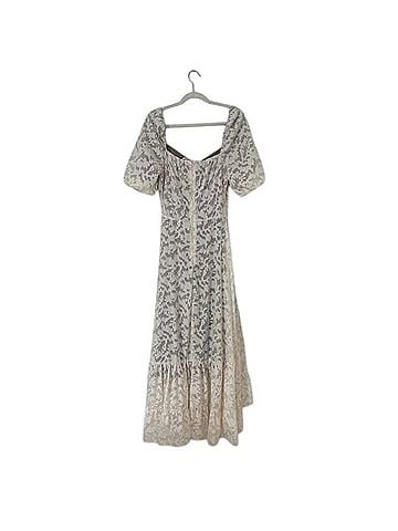 Mia Joy Joyfolie Puff Sleeve Lace Ivory Maxi Dress Casual Dress (view 2)