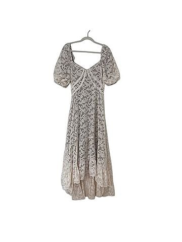 Mia Joy Joyfolie Puff Sleeve Lace Ivory Maxi Dress Casual Dress (view 1)