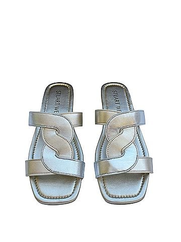 Stuart Weitzman Stuart Weitzman Ibiza Slide Sandal Silver/Light Gold Sandals (view 1)