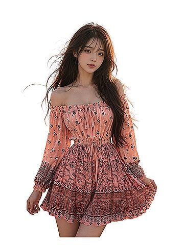 Spell and the Gypsy Collective Wanderlust off shoulder boho dreams printed mini  Casual Dress (view 1)
