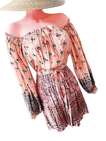 Spell and the Gypsy Collective Wanderlust off shoulder boho dreams printed mini  Casual Dress (view 2)