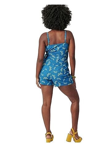 Unique Vintage Unique Vintage Blue Butterfly and Star Print Lotti Wrap  Romper (view 2)