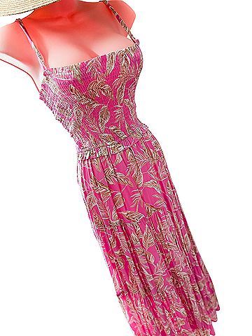 Impressions Amongst Golden Palms Seaside Wanderer smocked floral twirl maxi Casual Dress (view 2)