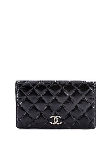Chanel L-Yen Wallet Quilted Striated Metallic Patent (view 1)