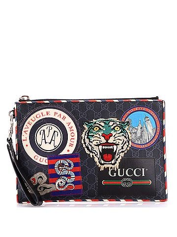 Gucci Night Courrier Pouch GG Coated Canvas with Applique (view 1)